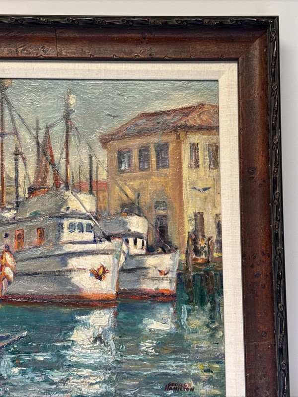 Antique Impressionist Painting Landscape George Hamilton Coastal Nautical Wpa gallery