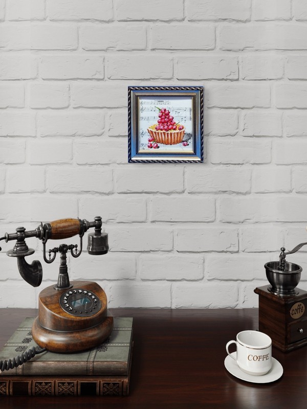 Kitchen Stories No2 – Dessert with Berries, Original Mini Oil Painting, 4x4 in gallery