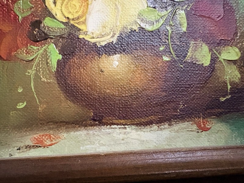 Blaine Framed Original Signed Oil Painting on Canvas Still Life Roses 12x9 gallery