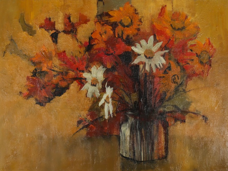 Margaret Parker (1925-2012) – Mid 20th Century Oil, Wildflowers in a Vase