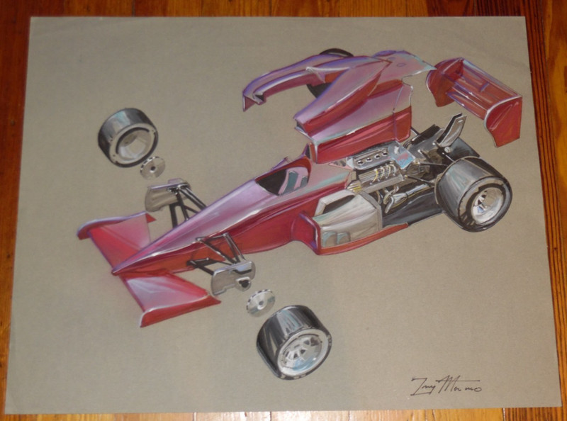 Painting Of A Ferrari F1 Race Car – Signed