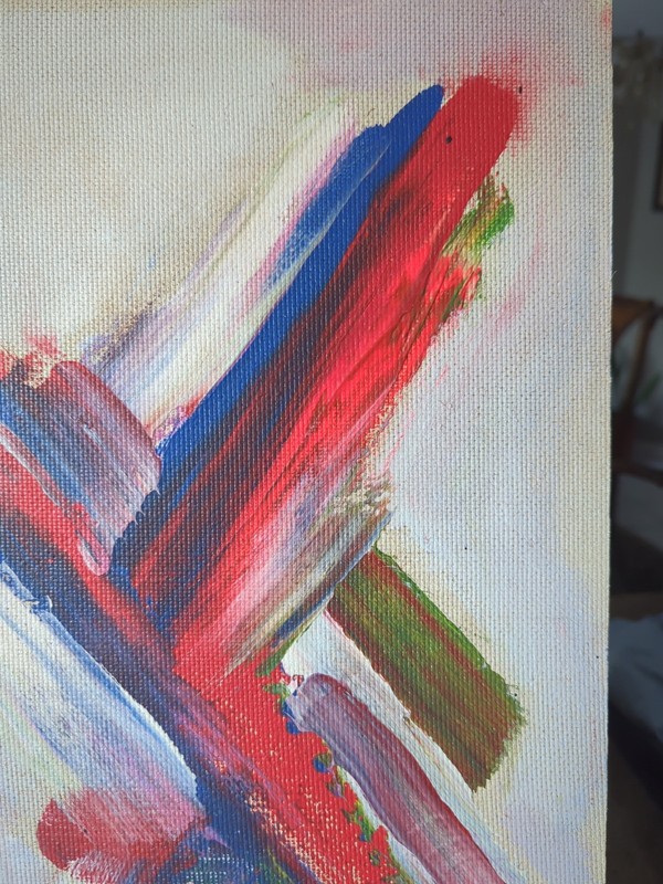 Abstract Expressionist Painting Signed Paul Jenkins Acrylic Masonite 24x12 in gallery