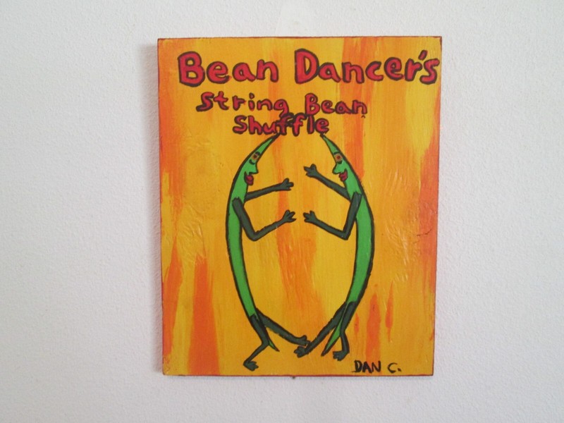 Outsider Art Original Painting String Bean Swing Dance wood painting Dan C