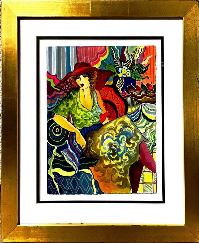 Original MCM Signed Framed Patricia Govezensky Watercolor “Amelia” COA