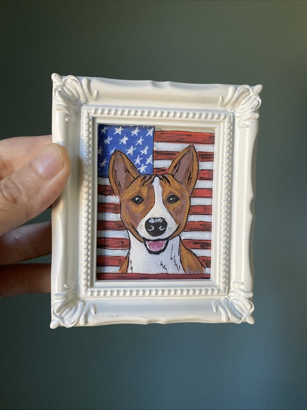 PRINT Dog, Basenji Animals Cute,funny, Painting,framed,miniature,small,mini