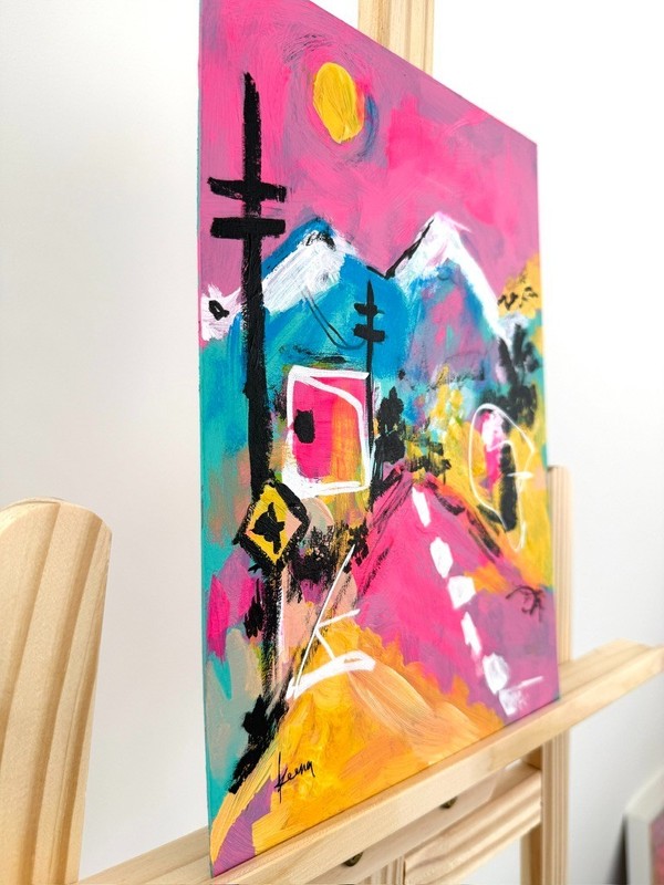 Keena Original Art 12x8 Abstract Expressionist Original Painting, Signed, Scene gallery