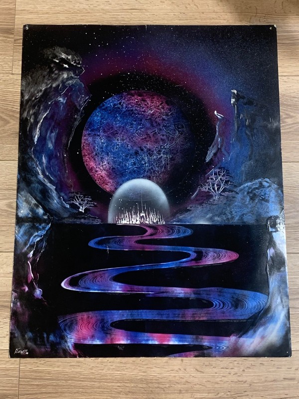 Original Signed Kowen Fantasy Sci Fi Atlantis Space Painting 22×28
