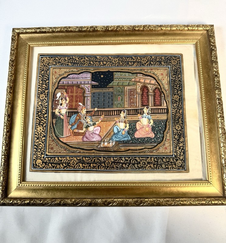 Indian Celebration Party Painting on Silk 10x 8