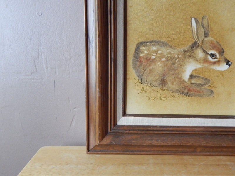 PEGGY HARRIS "Monday's Child" Fawn/Deer 8" x 10" Framed/Matted Painting~SIGNED! gallery