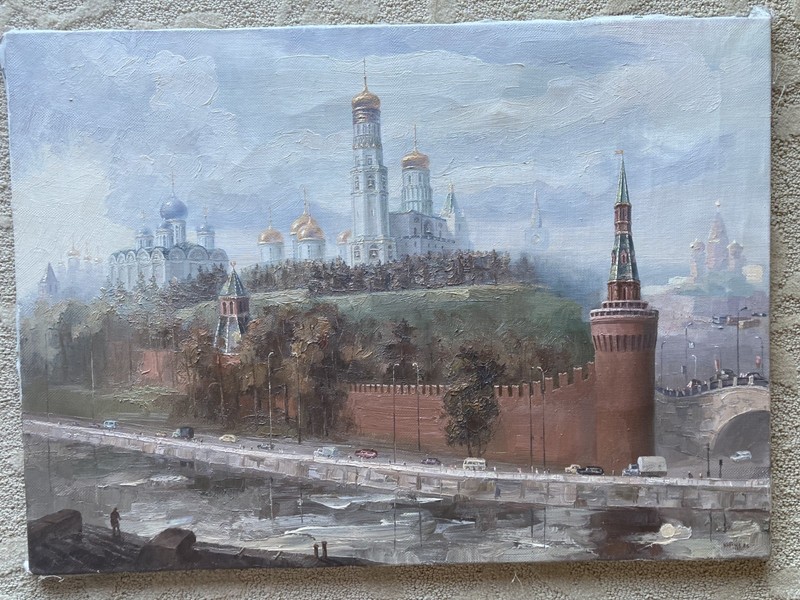 1991 Russian oil painting of Kremlin