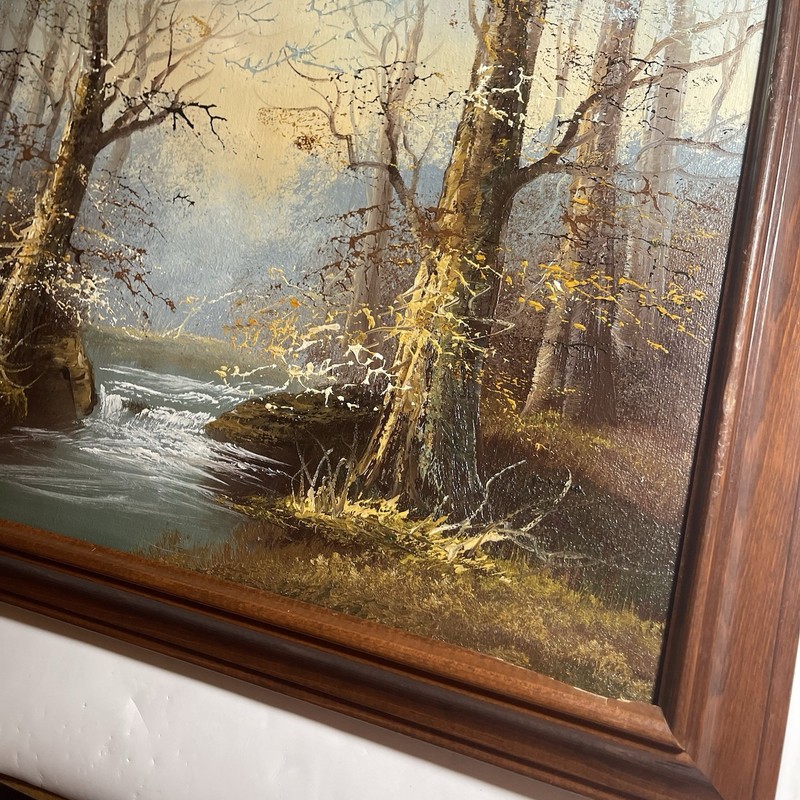 VTG Winter Woodland Landscape Oil Painting Framed By Roy Hamiton Size 18”x14.5” gallery