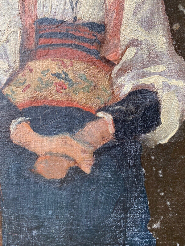Oil Painting Portrait Young Woman In Traditional Italian Attire gallery