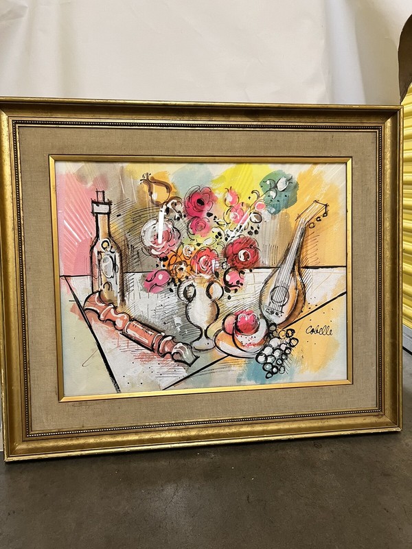 Charles Cobelle,Stiil Life With Recorder And Flower,Acrylic On Paper Signed I.R