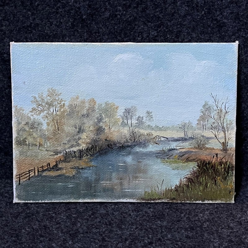 Vintage Painting on Canvas Board Landscape Nature Scenery Unframed Small * READ