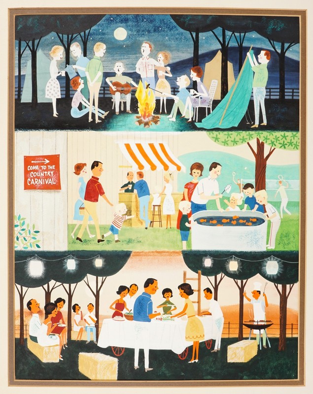 Gouache Advertising Painting Mid Century Watercolor Henry Ford Detroit Vintage gallery