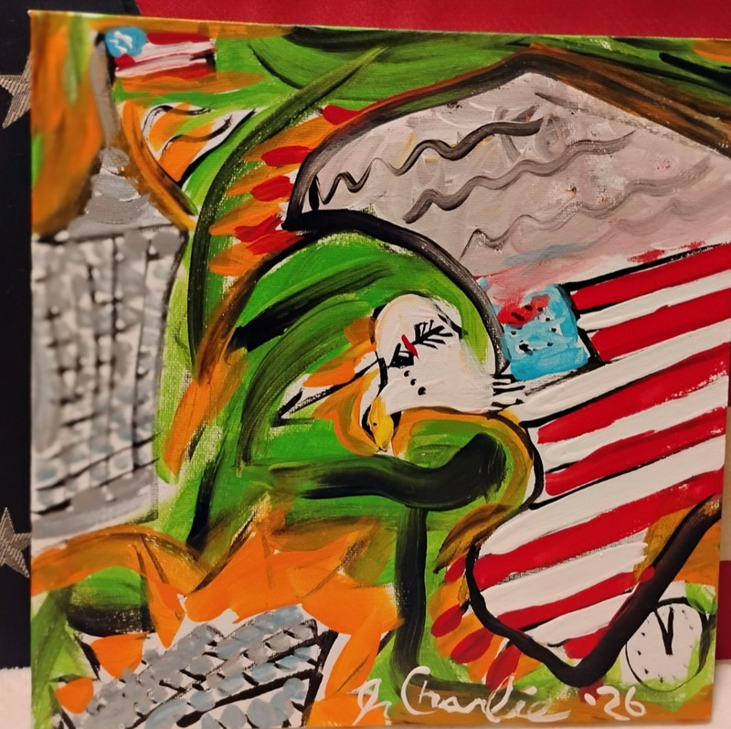AMERICAN HERALD JR CHRALIE FAST OUTSIDER POLITICAL FOLK POP ART NEARING MIDNIGHT