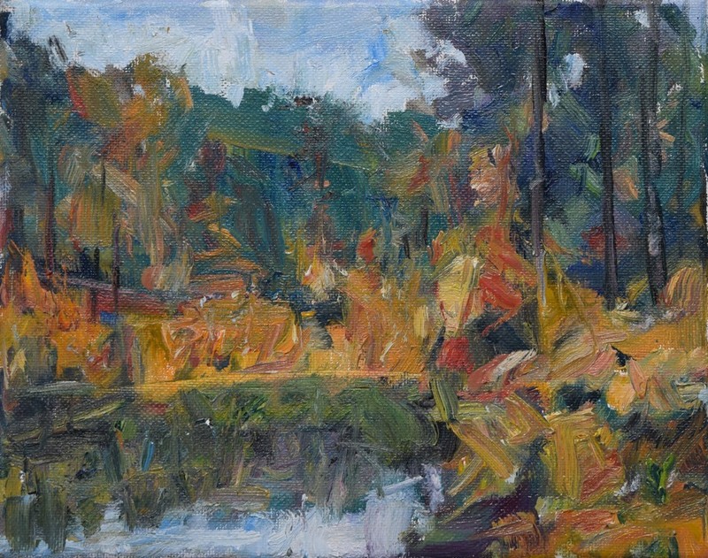 Art Original Oil Painting by RM Mortensen «Bankhead» Pond Lake River Nature