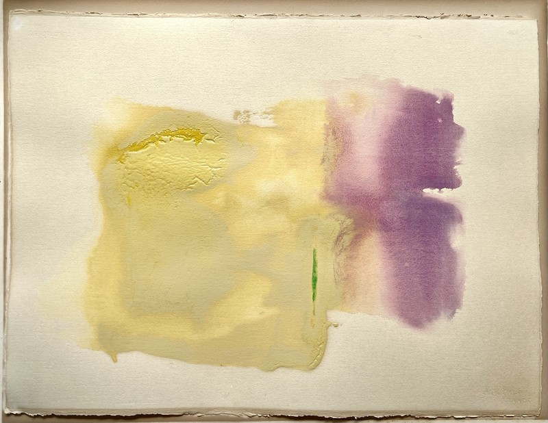 Vintage Color Field Abstract Painting on Arches Paper Helen Frankenthaler STYLE