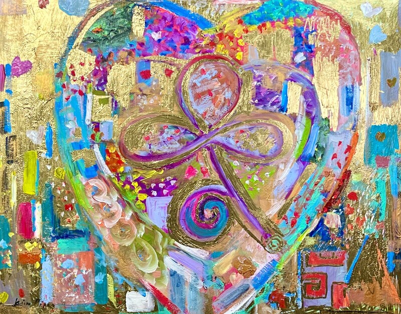 Modern Original Nino Pippa Symbolism Painting Klimt Interest Unconditional Love
