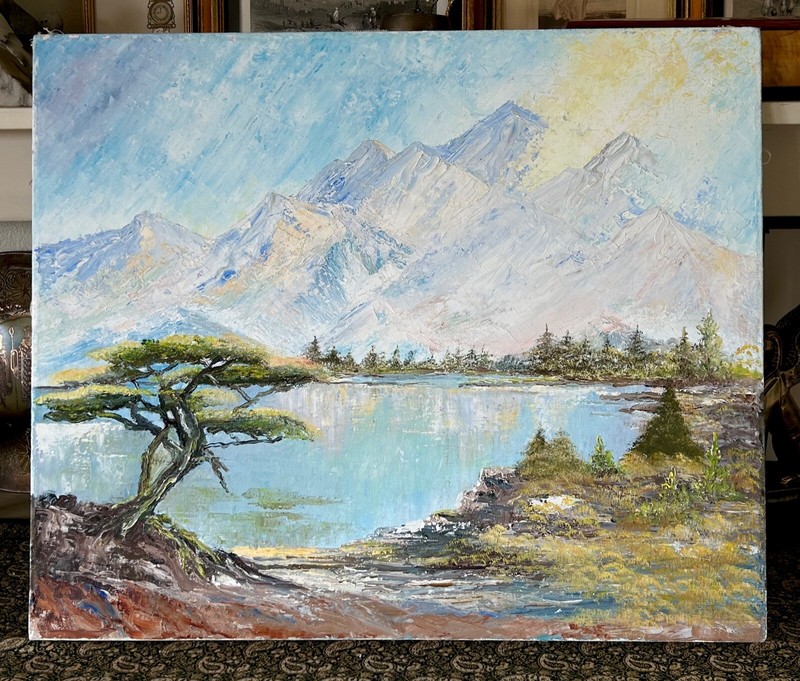 Vintage Oil on Canvas Painting • » Lonely Juniper » by Bette Thomas 20 x 24 in