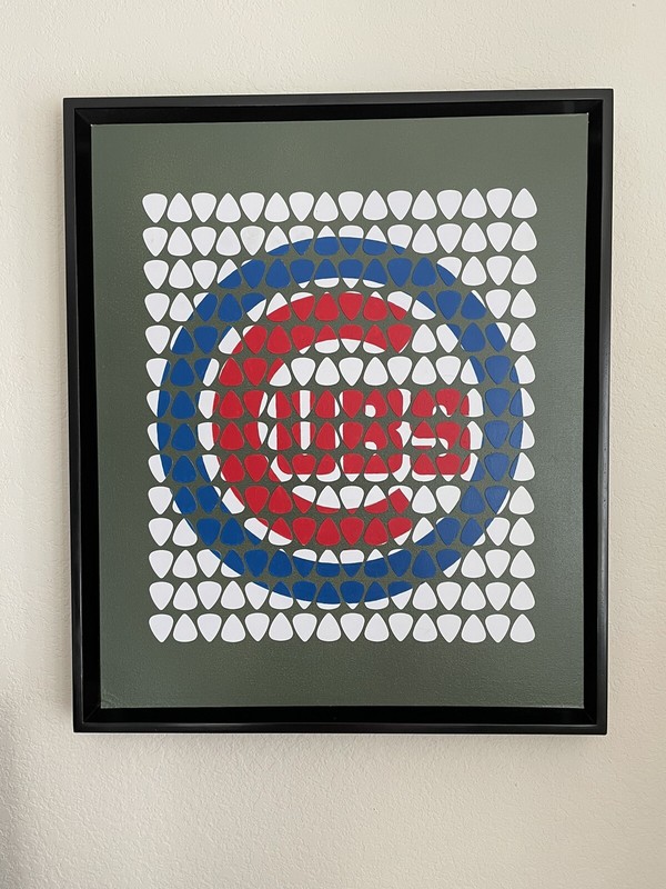Original Chicago Cubs Guitar Pick Acrylic Painting (22 x 26 inches)