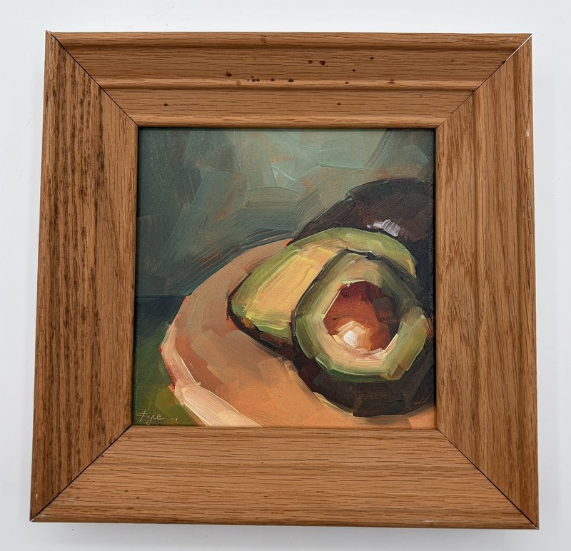 Original Signed ABSTRACT PAINTING Of Avocados 6 x 6 Signed Katia Kyte