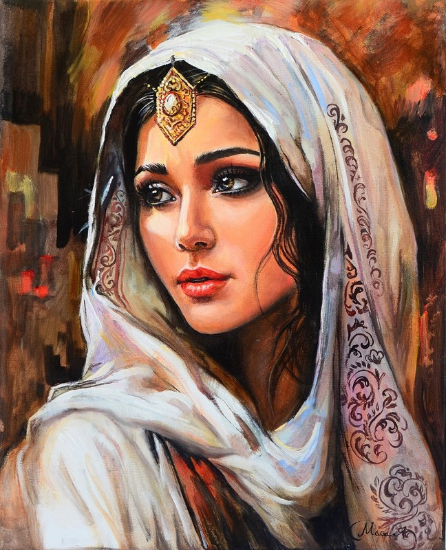 Oriental Beauty Fine Art Lady portrait oil painting Princess of the East Girl