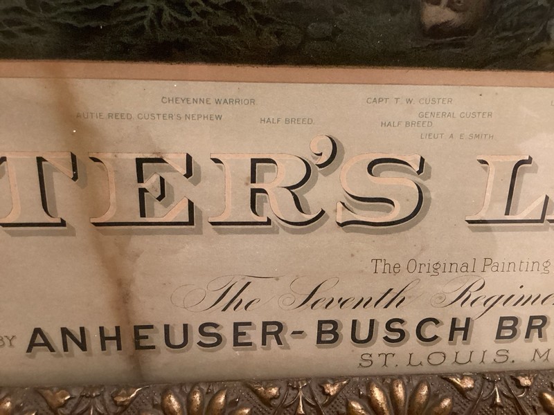 Authentic 1896 Custer's Last Fight chromolithograph Anheuser-Busch Large 42x28 gallery