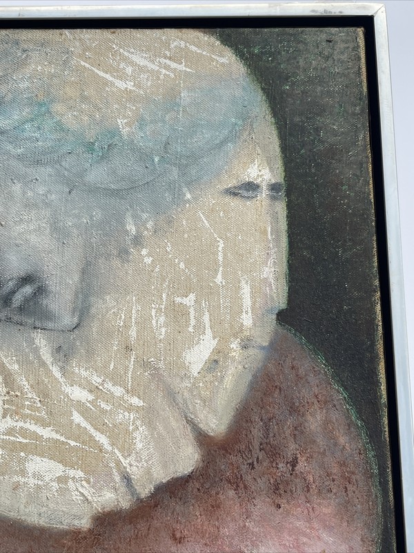 PARIS 1950'S PORTRAIT PAINTING MID CENTURY MODERN LISTED CUBISM ISREAL BRISEL gallery