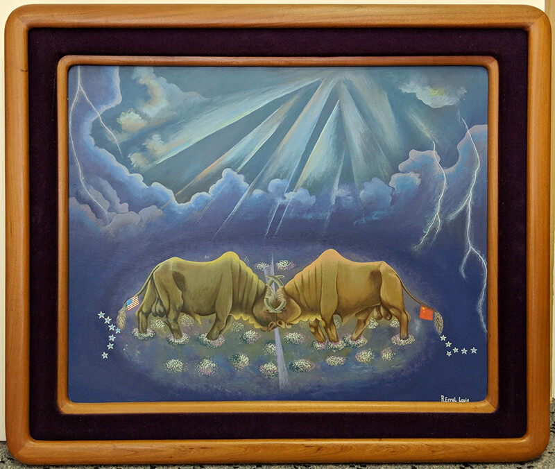 ERROL LOUIS USA VS. USSR HAITIAN ACRYLIC ON BOARD PAINTING gallery