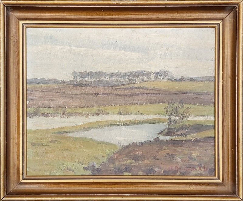 Hans Palludan Rasmussen (1884-1962): OPEN MARSH LANDSCAPE, original oil