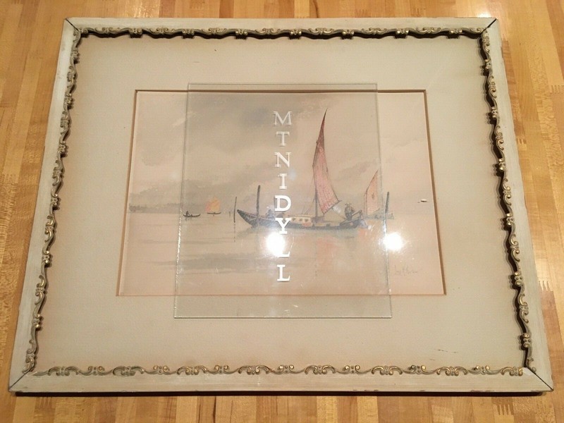 Antique Watercolor Louis K. Harlow Listed MA New England Coastal Fishing Boats