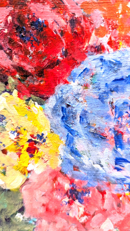 Floral Original Acrylic Painting Signed 6×6 Neutral Sandra Wilkes On Cardboard