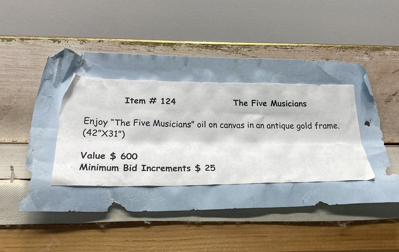 Signed Modernist "The Five Musicians" Large Oil Painting 42x35 Gold Frame gallery