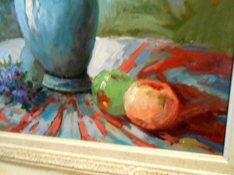KINSETTS Fine Art Original Painting ROSES Canvas Mid Century 32 x 27 gallery