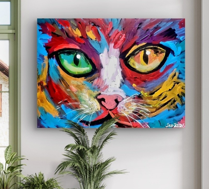 Abstract CAT Art On 3ft.x2ft gallery-stretched canvas gallery