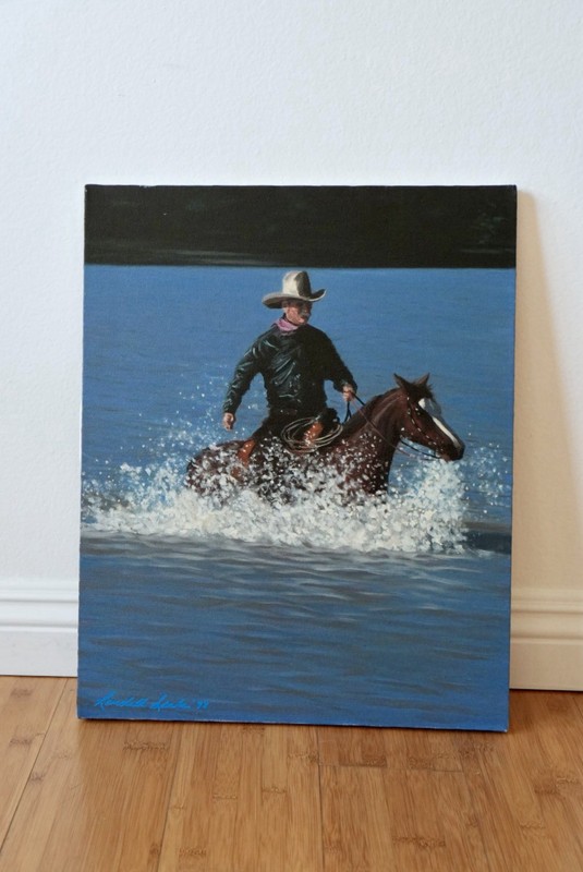 Cowboy and Horse Painting – Original Acrylic Art by Randell Seals 16×20 Inches