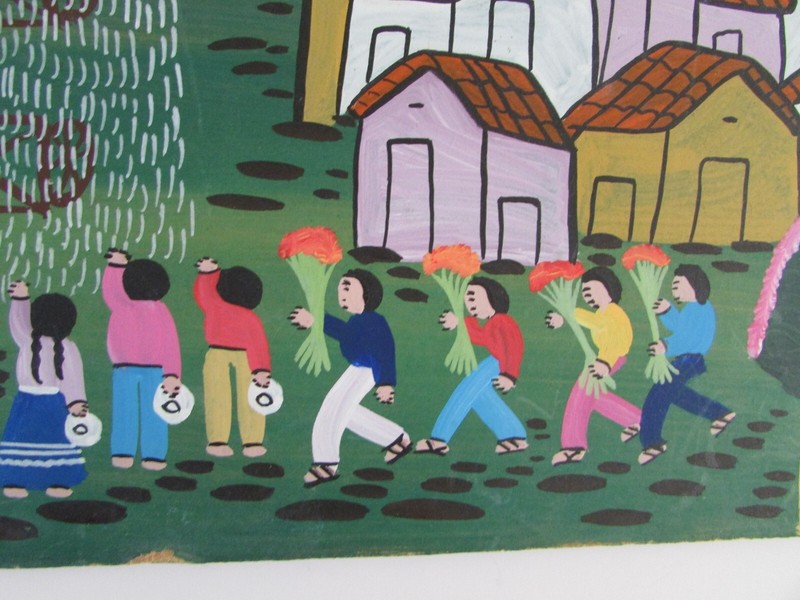 Roberto Benitez Mexico Folk Art Christmas Nativity Oil Painting gallery