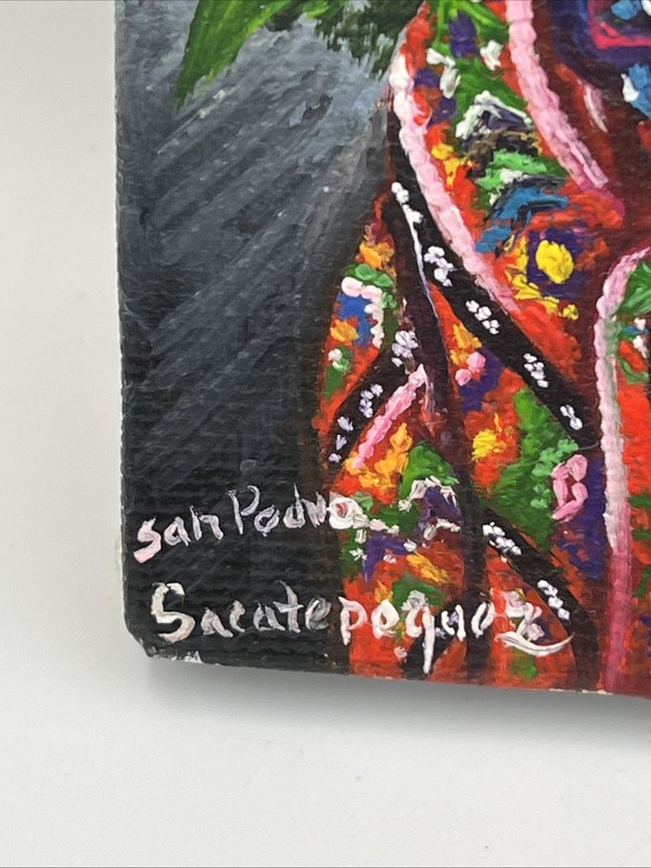 Guatemala Artist Signed Mariano Gonzalez Chavajay Artwork Woman In Market 6”x4” gallery