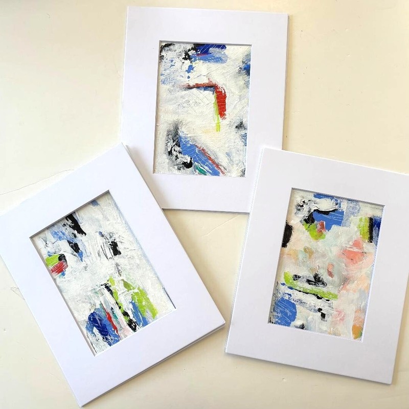 Original Abstract acrylic Painting 8 x 10 Contemporary wall Art matted OOAK gallery