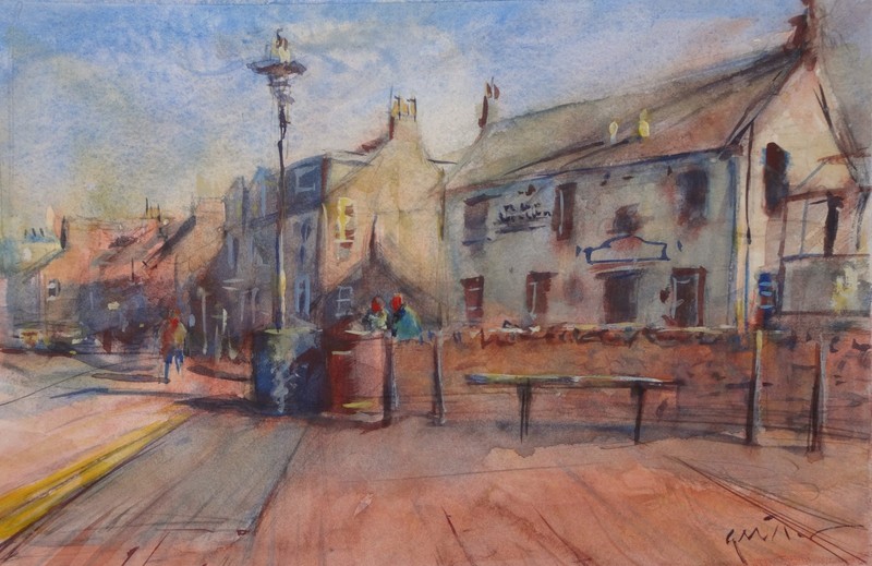 GERRY MILLER – «Arbroath Harbour 1». Watercolour painting on paper. 33x22cm