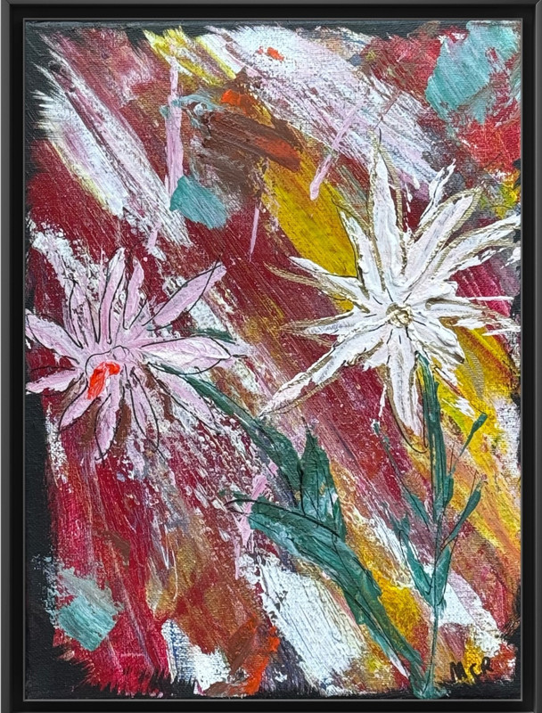 Abstract Graffiti Inspired Floral Wall Art Painting Canvas 9×12 Art Original