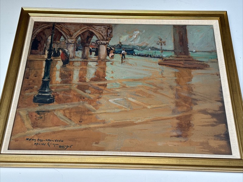 Antique Painting Italy Venice Italian Impressionist Exhibited 1918 Robinson Rare