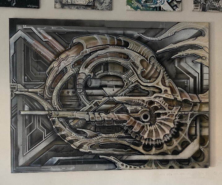 Large Psychedelic Statement Canvas Painting Original Chicago Underground Artist