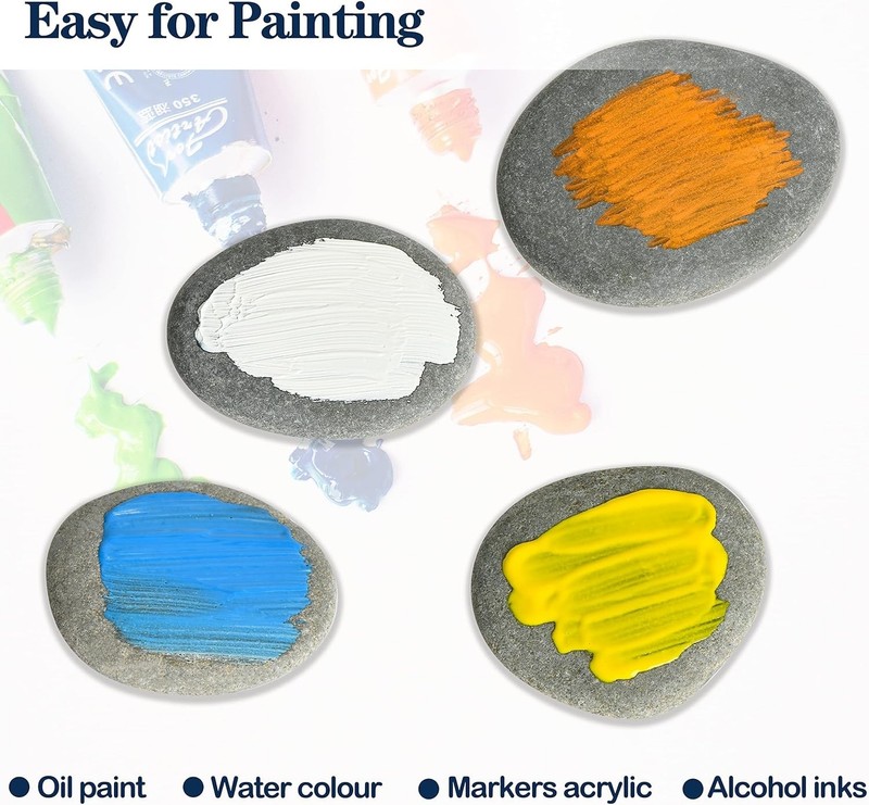 35 Pcs River Rocks for Painting, 2"-3" Painting Rocks, Flat & Smooth Rocks to... gallery