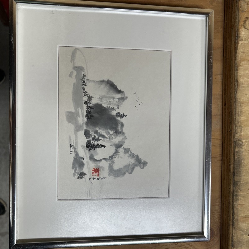 Original Ink Wash Landscape Painting Signed Darlene Dihel Gig Harbor WA Framed