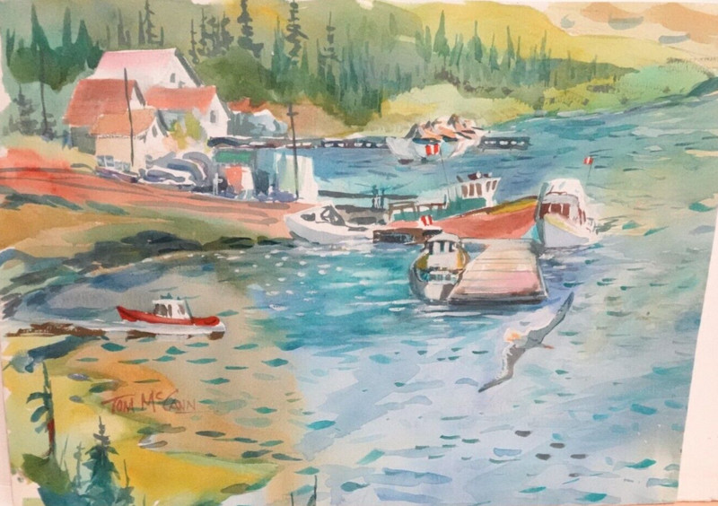 TOM MCCANN "PASSE-PARTOUT" ORIGINAL WATERCOLOR SEASCAPE PAINTING UNFRAMED gallery