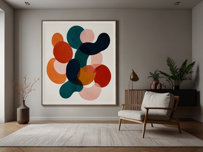 Scandinavia round organic shape LARGE acrylic painting gallery