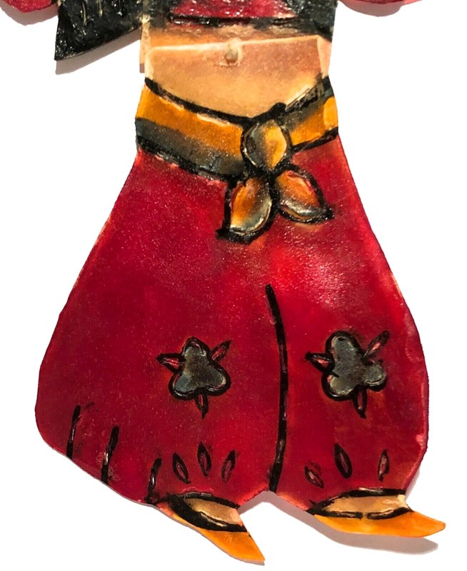 VINTAGE KARAGOZ TURKEY HAND PAINTED LEATHER SHADOW PUPPET FIGURE FOLK ART gallery