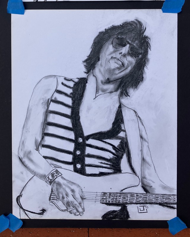 Jeff Beck 11X14 Charcoal Acrylic Original gallery